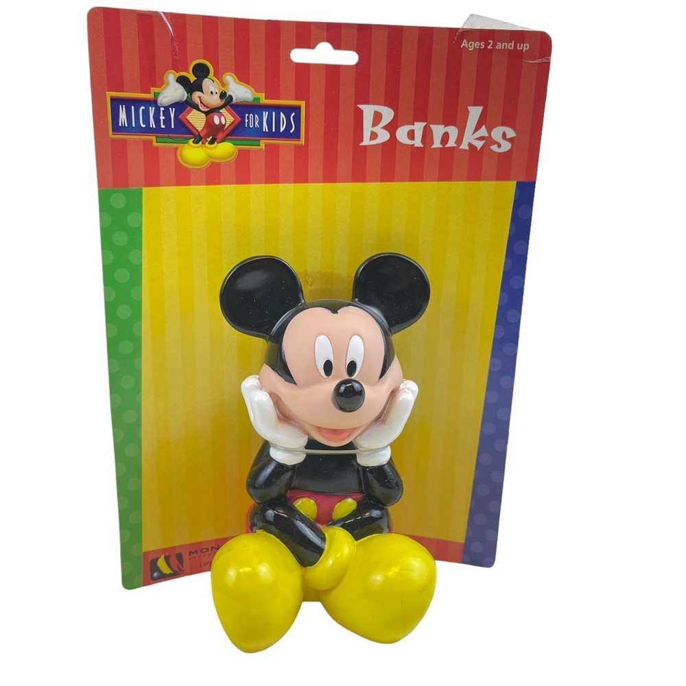 Vintage Mickey Mouse Hard Plastic Coin Bank Plug Monogram Products Disney